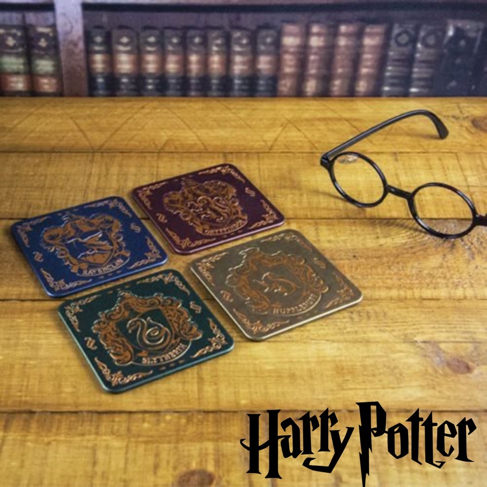 Harry Potter Metallic Hogwarts Crest Coasters Set